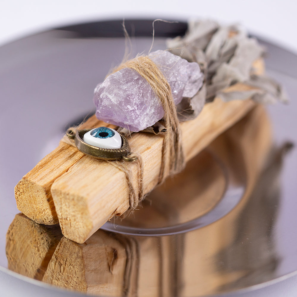 Palo Santo füstölő csomag gyógyító kristályokkal - 3 db