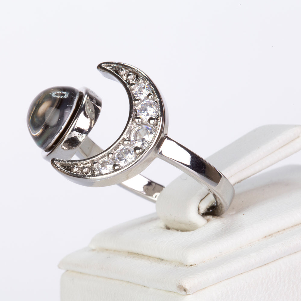 Hangulatköves Holdenergia Gyűrű Fehér Emporia® Kristállyal